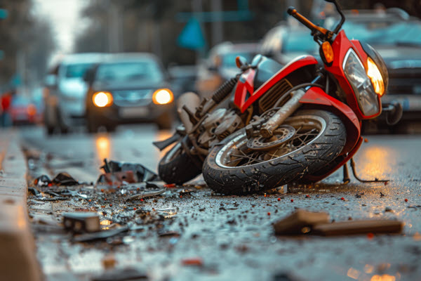 motorcycle accident wreck with cars on road motorcycle accident wreck with cars on road